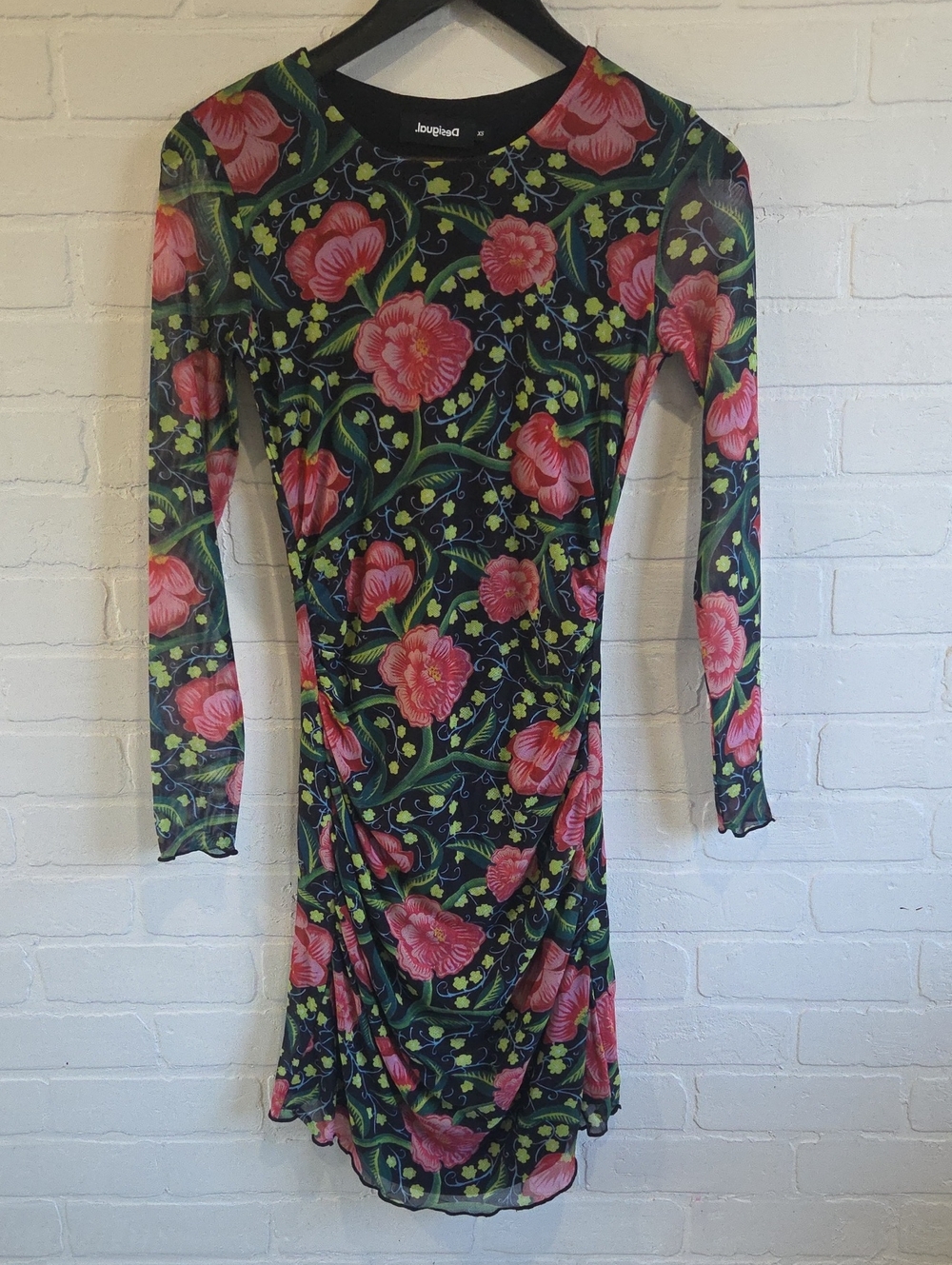 Desigual Floral Long-Sleeve Mesh Dress